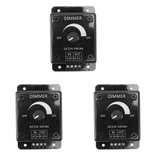 3X Black LED Dimmer 12V 24V 8A Adjustable Brightness Lamp Bulb Strip Driver Single Color Light