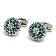 Classical Openwork Men's Cufflinks Ideal for Professional-Green
