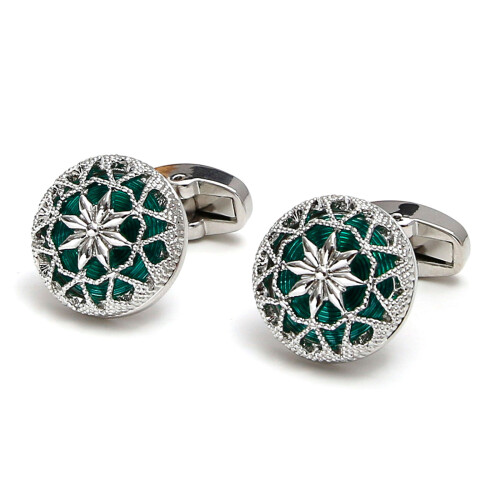 Classical Openwork Men's Cufflinks Ideal for Professional-Green