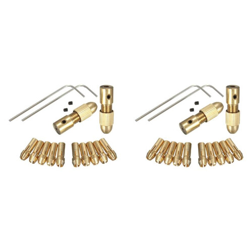 28 Small Electric Drill Chuck 0.5-3mm Electric Mill Copper Chuck Micro-Torque Drill Chuck Set (Hexagonal Wrench)