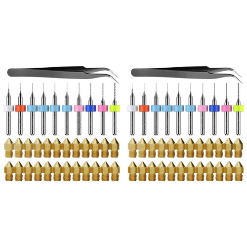 2X 3D Printer Nozzle Kit MK8 Extruder Nozzles Copper Print  with Cleaning Drill Bits for  CR-10
