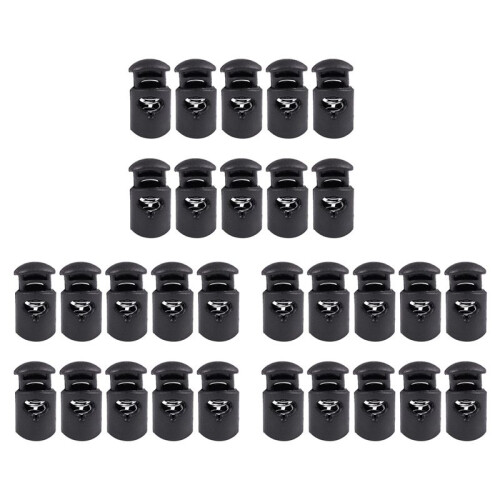 Diameter 8 mm Hole, Cord Cord Stopper Laces Snap Hook, Black, 30 Pcs