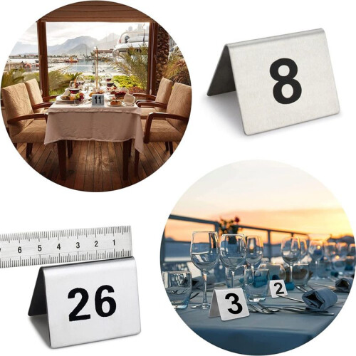 50PCS Restaurant Bar Place Table  Tabletop Number Sign Stackable Table Number Cards Double-Side Black Number