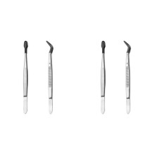 4pcs Tweezers with Rubber Tips,Tipped Tweezers Stainless Steel Stamp Tweezers Straight Flat & Curved Tip Tweezers Tools