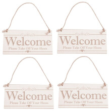 4X Welcome Please Take Off Your Shoes Hanging Plaque Sign House Porch Decor Gift