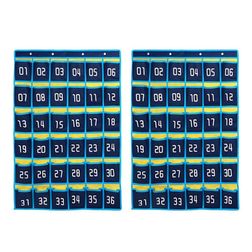 2X 36 Numbered Pockets Chart Cell Phone Storage Bag Hanging Organizer for Classroom Mobile Phone Calculator Holders 1