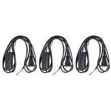 3X US Plug 1.8M Power Cord /Off Button AC110V 3A AC250V 6A Black