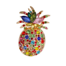 Sturdy Alloy Pineapple Brooch Featuring Colorful Sparkles-color