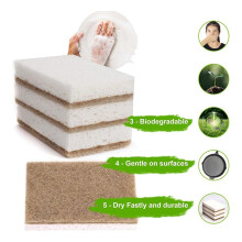 Eco-Friendly Natural Sponges for Dishes 120 Pack - Biodegradable Kitchen Sponge with Compostable Coconut Scrubber