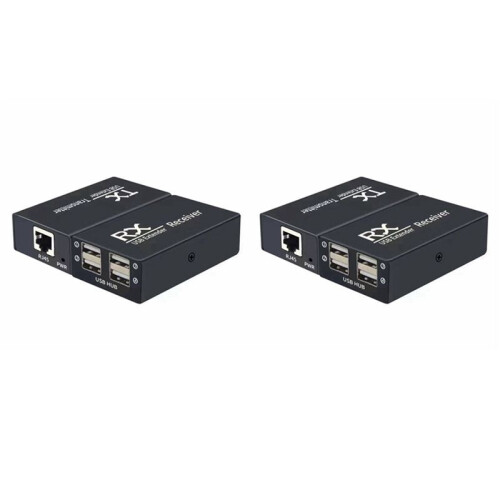 2X 120M USB Extender 4 Port USB1.1 Hub Extender over RJ45 Ethernet USB UTP Extension Transmitter Receiver-US Plug
