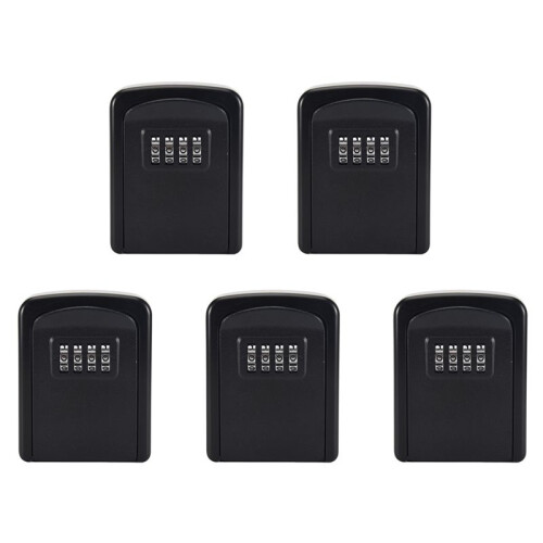 5X Key Lock Box Wall Mounted 4 Digit Combination Lock Box for House Key  Security Key Storage Lock Box Black 1