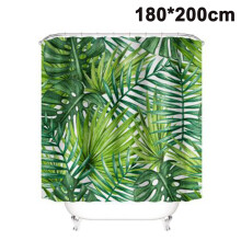 Rideau de douche à séchage rapide avec motif de feuilles tropicales, en polyester écologique, ourlet supérieur renforcé pour plus de solidité,