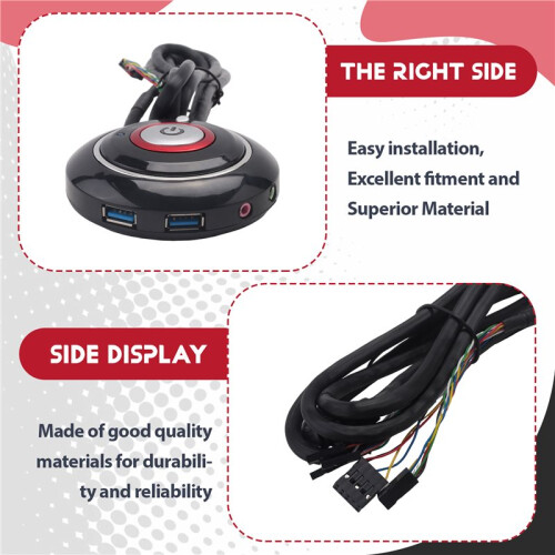 Desktop Computer  Button with Dual USB  and Audio PC External Start Button 165cm Cable 2