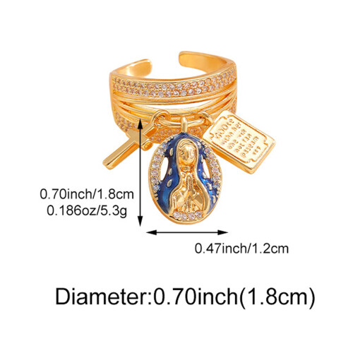 Bague Crucifix vierge pour croyants, Construction en cuivre, 2