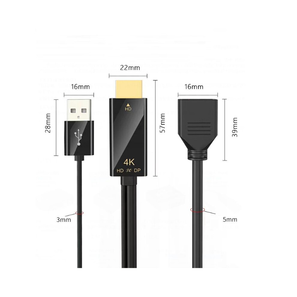 5X -Compatible Male To Female Converter Cable 4K@60Hz -Compatible To Dp Converter Adapter Cable 4713066989382