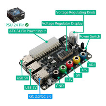 2X 24-Pins ATX-Voeding Breakout Board Power Module Adapter Connector Verstelbare Spanningsknop 6-Poorts USB 2.0