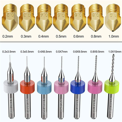 2X 3D Printer Nozzle Kit MK8 Extruder Nozzles Copper Print  with Cleaning Drill Bits for  CR-10 2