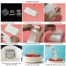 8X Cake Money Box Set, Money Pulling Cake Making Mold,Cake ATM Money Box with Gold Glitter Happy Birthday Cake Topper