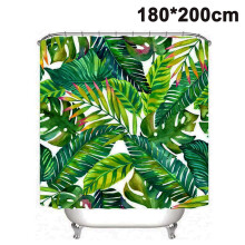 Rideau de douche à séchage rapide, motif plante tropicale verte, impression numérique et tissu polyester