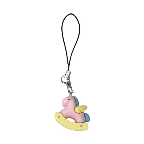Porte-clés lanière de téléphone à breloque cheval vibrant,-Jaune
