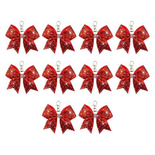 10 Piece Bowknot Charm Keychain Adorned Rhinestones for Bag-Red