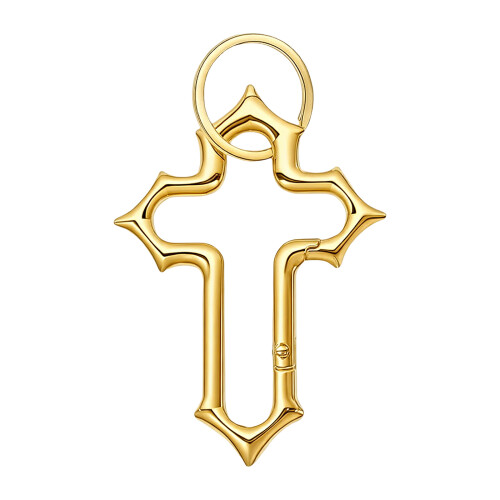 Secure Gothic Crucifix Clip Closed Ring Design Carabiner-Gold