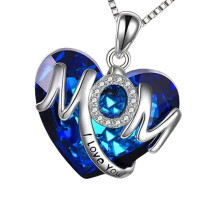 Heart Pendant Necklace for Mothers Day with Unique-Blue 1