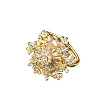 Fashionable Snowflake Ring with Double- Gold-color