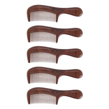 5X Unisex Sandalwood Comb Women Men Home Travel Wood Anti-Static Fine-Tooth Comb Wooden Handles Hair Comb