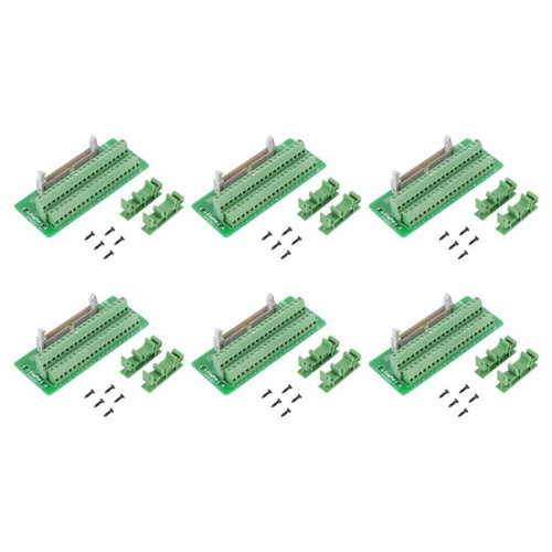 6X IDC40P 40Pin Connector Strip Breakout Board Terminal Block Plug PLC Interface with Bracket, for PLC, DIN Rail Mount