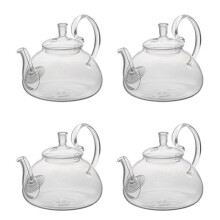 4X 650Ml Heat Resistant High Handle Flower Coffee Glass Tea Pot Blooming Glass Teapot with Strainer