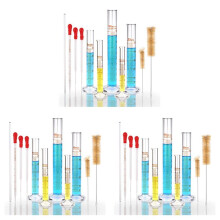 3X Glass Graduated Measuring Cylinders Set,Premium Borosilicate Cylinders Kit with 9 Pipettes+6 Brushes+3 Stirring Rod