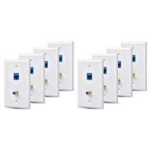 8 Packs Ethernet Coax Wall Plate Outlet with 1 Cat6 Port and 1 Gold-Plated Coax F Type Port RJ45 Wall Plates