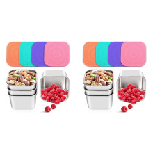 8Pack Stainless Steel Snack Containers for Kids, Leak-Proof Metal Food Storage Containers Stackable Lunch Box(6Oz)