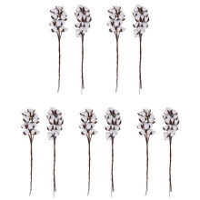 100Pcs Cotton Stems,Fake Cotton Flowers, Artificial Cotton Floral Stems Faux Farmhouse Decorations for Vase Home Decor
