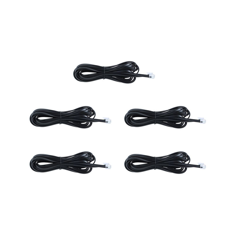 5X 6P6c Rj11 Telephone Extension Fax Modem Cable 5M Length Black 4711052543228