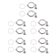 10Pcs Tri-Clamp Steel Single Pin Heavy Duty Tri Clamp with Wing Nut for Ferrule TC with Silicone Gasket 2 Inch