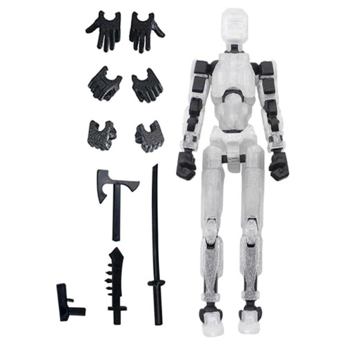 2X Robot Action Figure, 3D Printed with Full Articulation for Stop Motion Animation White 1