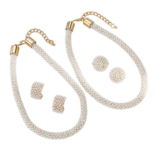 Boucles d'oreilles et colliers en perles d'imitation, Design-B 1