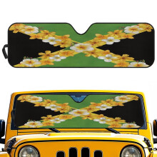 Plumeria Jamaican Flag Windshield Sun Shade for Jeep