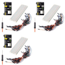 3X 3,3 V/5 V MB102 Breadboard-Leistungsmodul + Lötfreies 830-Punkte-Breadboard + 65 Überbrückungsdrähte