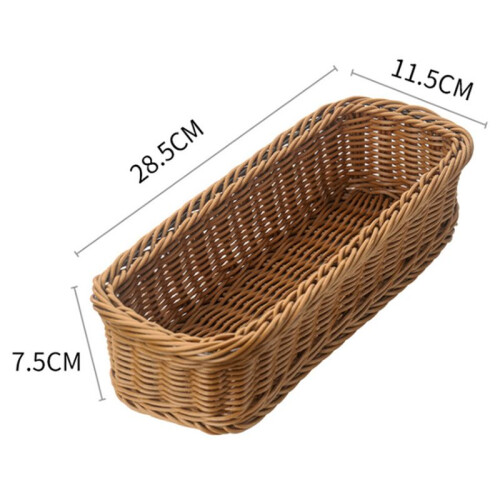4X Desktop Cutlery Storage Basket Woven Basket Restaurant Tableware Drain Storage Box Tableware Storage Basket, Brown 2