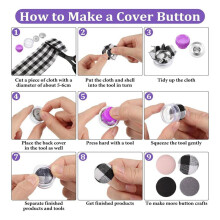 200 Sets Cover Buttons Kit with Tools Size Buttons to Cover Self Cover Buttons DIY Fabric Cloth Cover Buttons 0.59 Inch