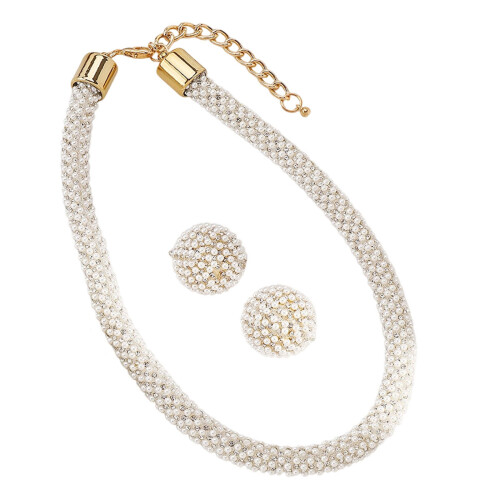 Boucles d'oreilles et colliers en perles d'imitation, Design-B