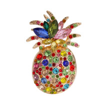 Unique Pineapple Design Brooch Colorful Diamonds Accents-color
