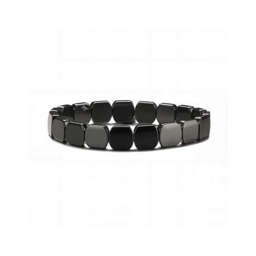 Unique Square Hematite Magnetic Stone Bracelet Elastic Band-A