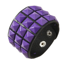 Square Stud Punk Bracelet for Men Women Adjustable Soft-Purple
