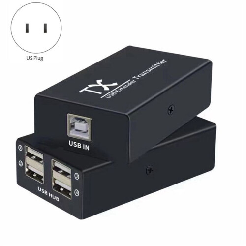 2X 120M USB Extender 4 Port USB1.1 Hub Extender over RJ45 Ethernet USB UTP Extension Transmitter Receiver-US Plug 1