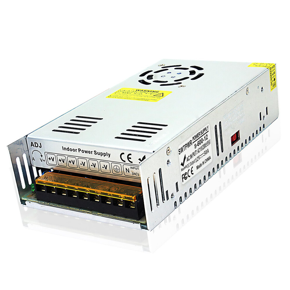 12V 50A 600W Power Supply Ac To Dc Converter With Stable 12V Output And Automatic Cooling For Led And Cctv Systems 9330225079279