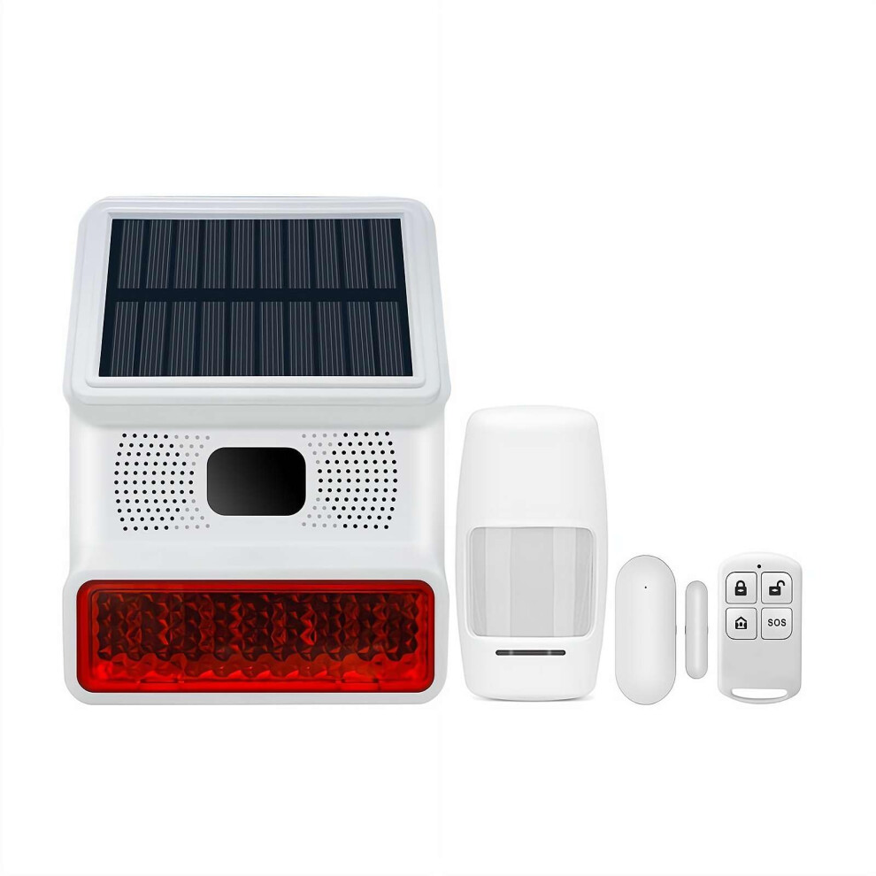 Solar Outdoor Alarm With Wireless Motion Sensor, 120Db Strobe Siren, Ip65 Weatherproof Security 9771547142881